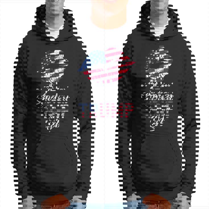 All American Trump Girl Usa Flag Lips Gop Vote 2024 Hoodie