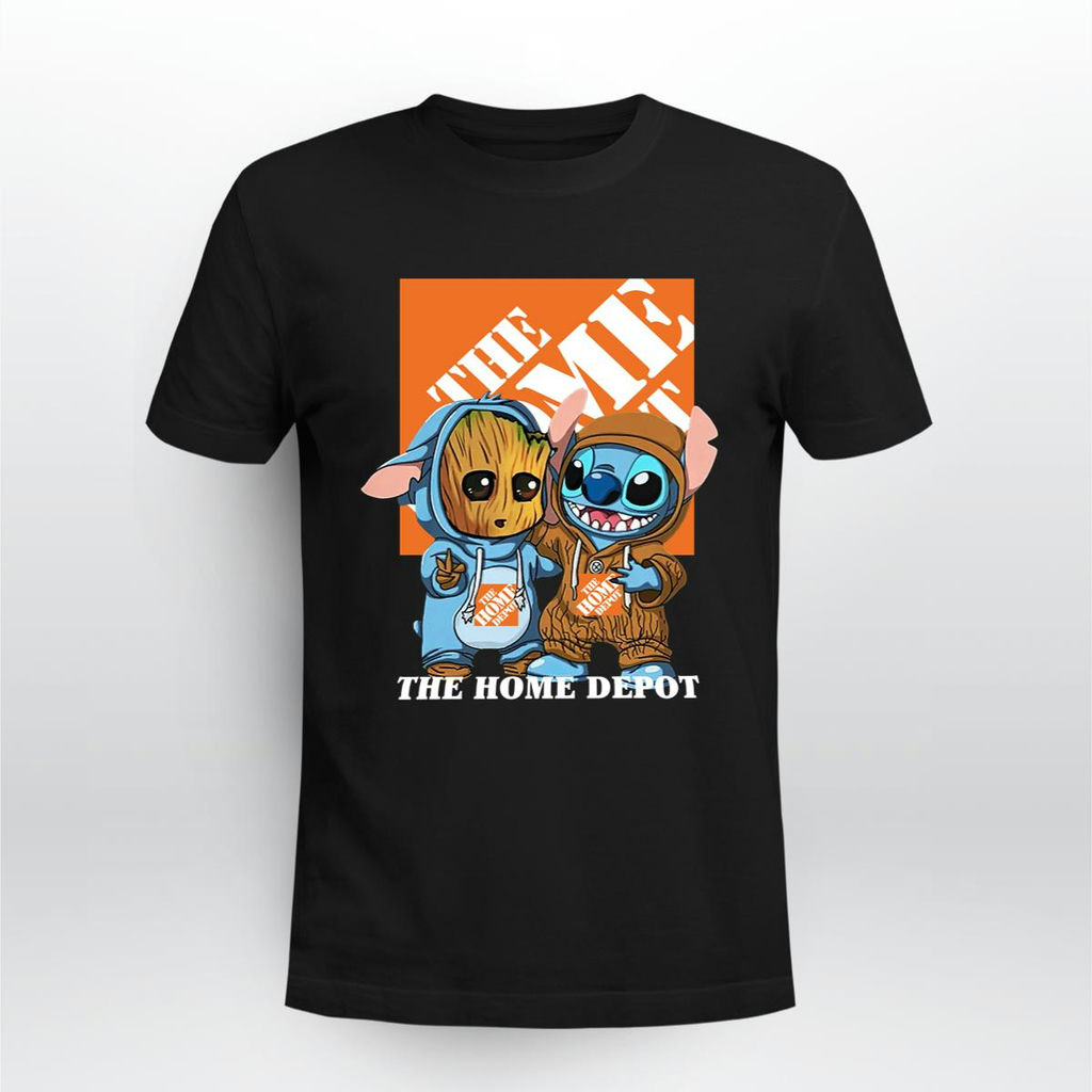Baby Groot And Baby Stitch With The Home Depot Logo Shirt, Classic Style T-Shirt, Premium Shirt