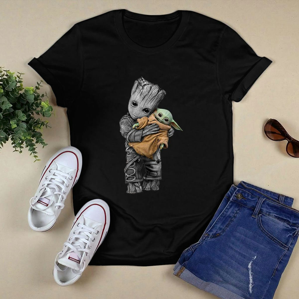 Baby Groot Hug Baby Yoda Shirt, Classic Style T-Shirt, Premium Shirt