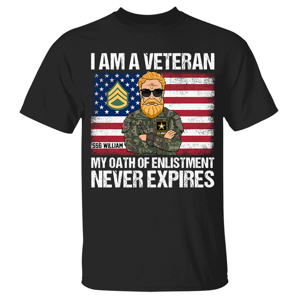 I Am A Veteran My Oath Of Enlistment Never Expires Custom Branch Name Shirt, Personalized Shirt For Veteran