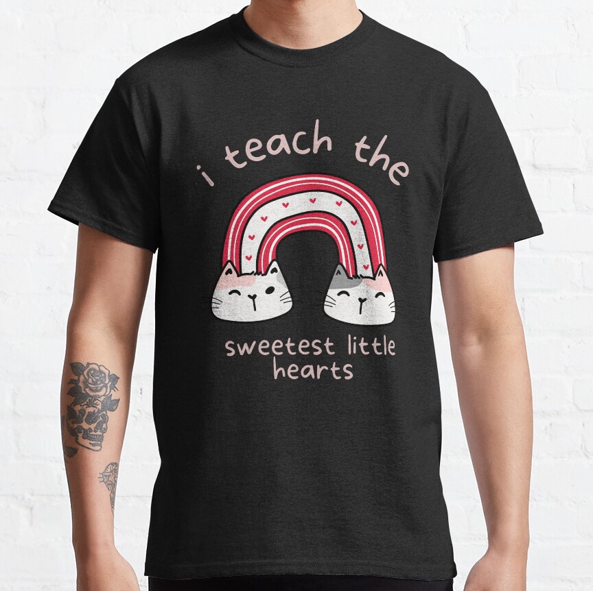 I Teach The Sweetest Hearts Rainbow Teacher Valentines Essential T-Shirt Classic T-Shirt