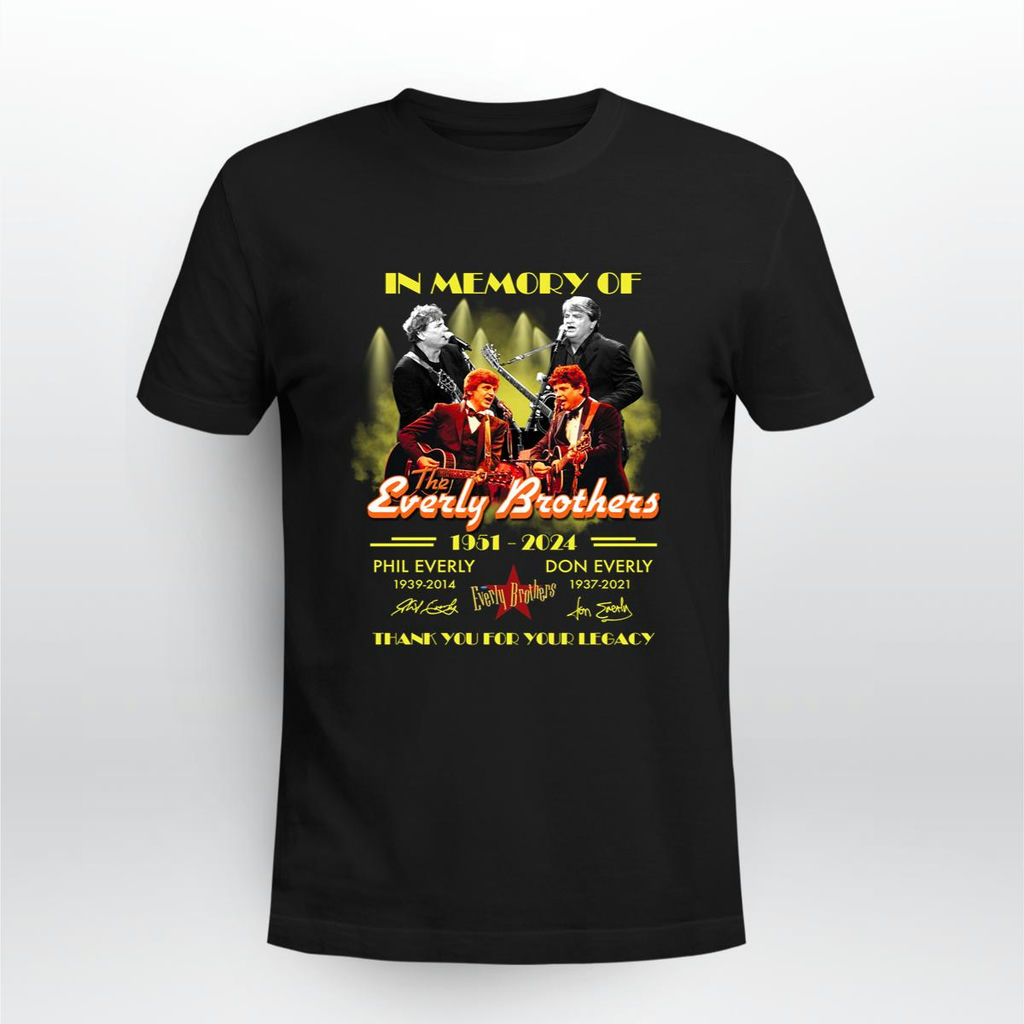 In Memory Of The Everly Brother 1951 2024 Phil Everly Don Everly Signature T-Shirt, Classic Style T-Shirt, Premium Shirt