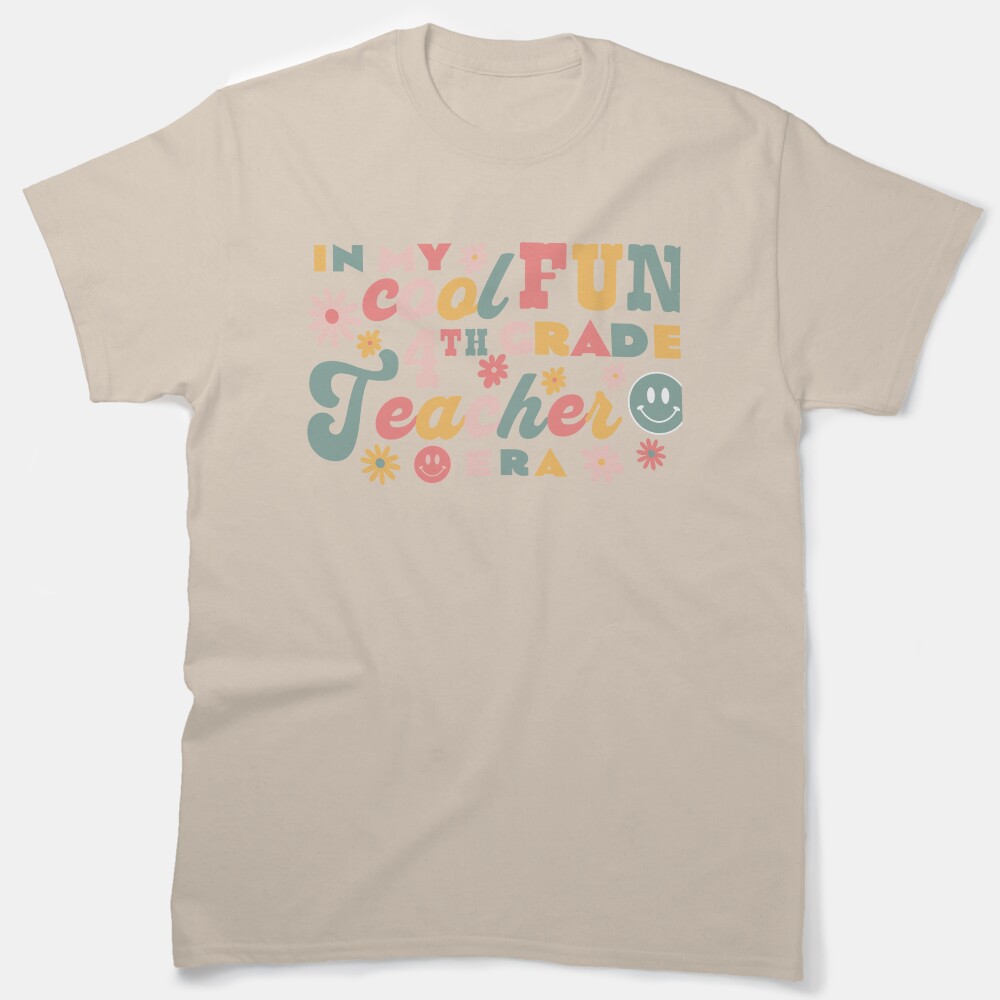 In My 4Th Grade Teacher Era -Elementary School Retro Groovy Classic T-Shirt