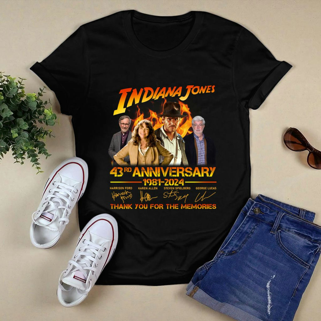 Indiana Jones 43Rd Anniversary 1981 2024 Signatures Thank You For The Memories Shirt, Classic Style T-Shirt, Premium Shirt
