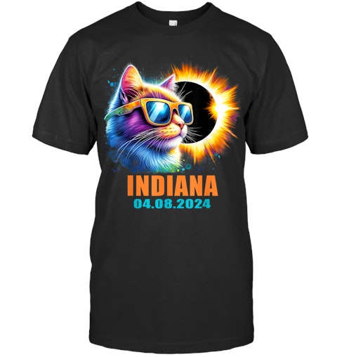 Indiana Total Solar Eclipse 2024 Cat Solar Eclipse Glas, Total Solar Shirt, Premium Shirt, Total 2024 Shirt