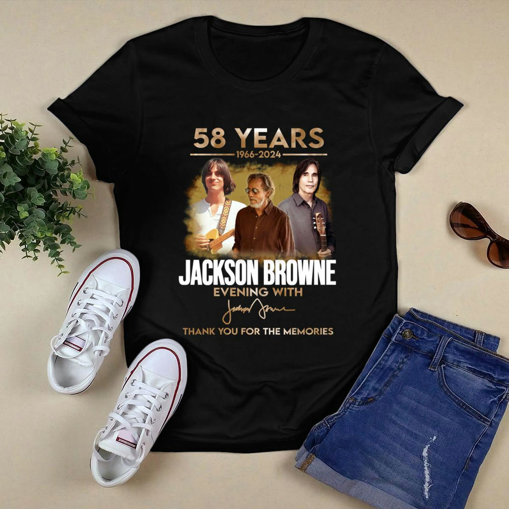 Jackson Browne 58 Years 1966 2024 Thank You For The Memories Signature T-Shirt, Classic Style T-Shirt, Premium Shirt
