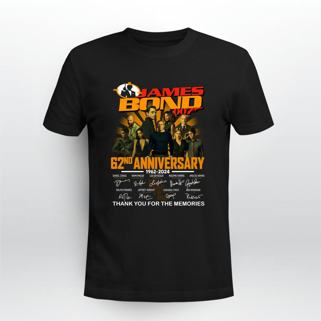 James Bond 007 62Nd Anniversary 1962 2024 Signature Thank You For The Memories Shirt, Classic Style T-Shirt, Premium Shirt