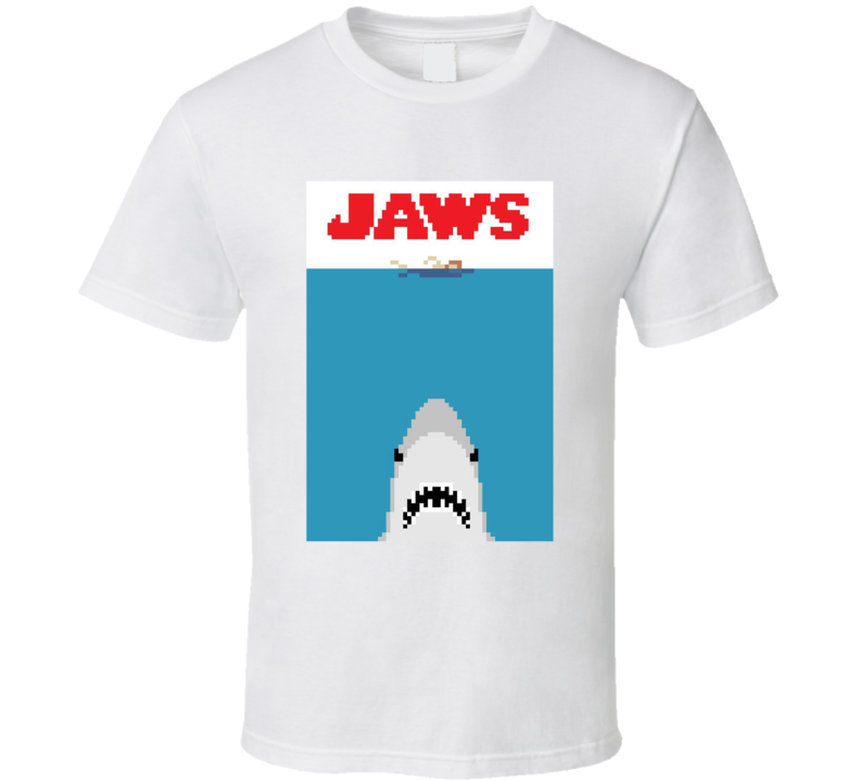 Jaws Pixel Art Movie Gameboy Parody T Shirt, Classic Style T-Shirt, Premium Shirt