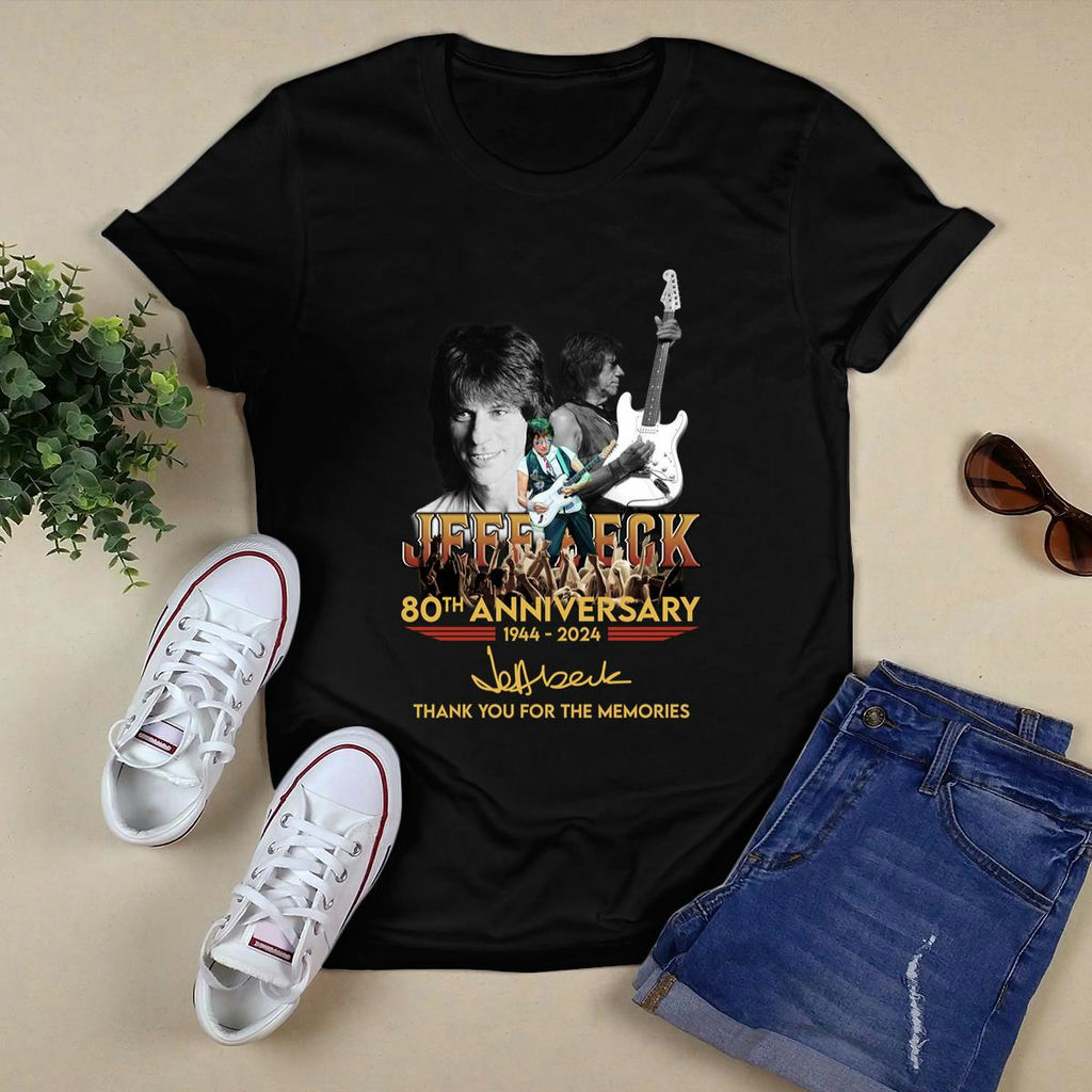 Jeff Beck 80Th Anniversary 1944 2024 Thank You For The Memories T-Shirt, Classic Style T-Shirt, Premium Shirt