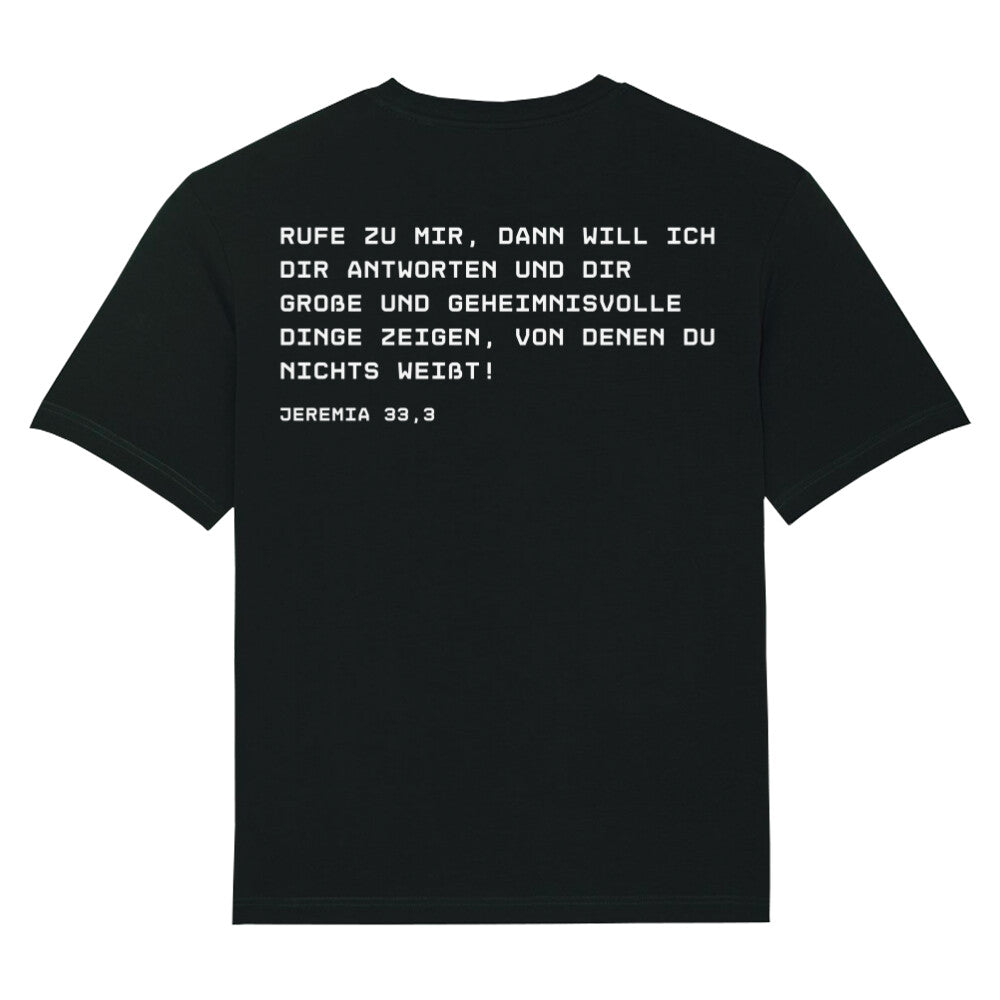 Jeremia 33:3 Oversized Shirt, Unisex Backprint