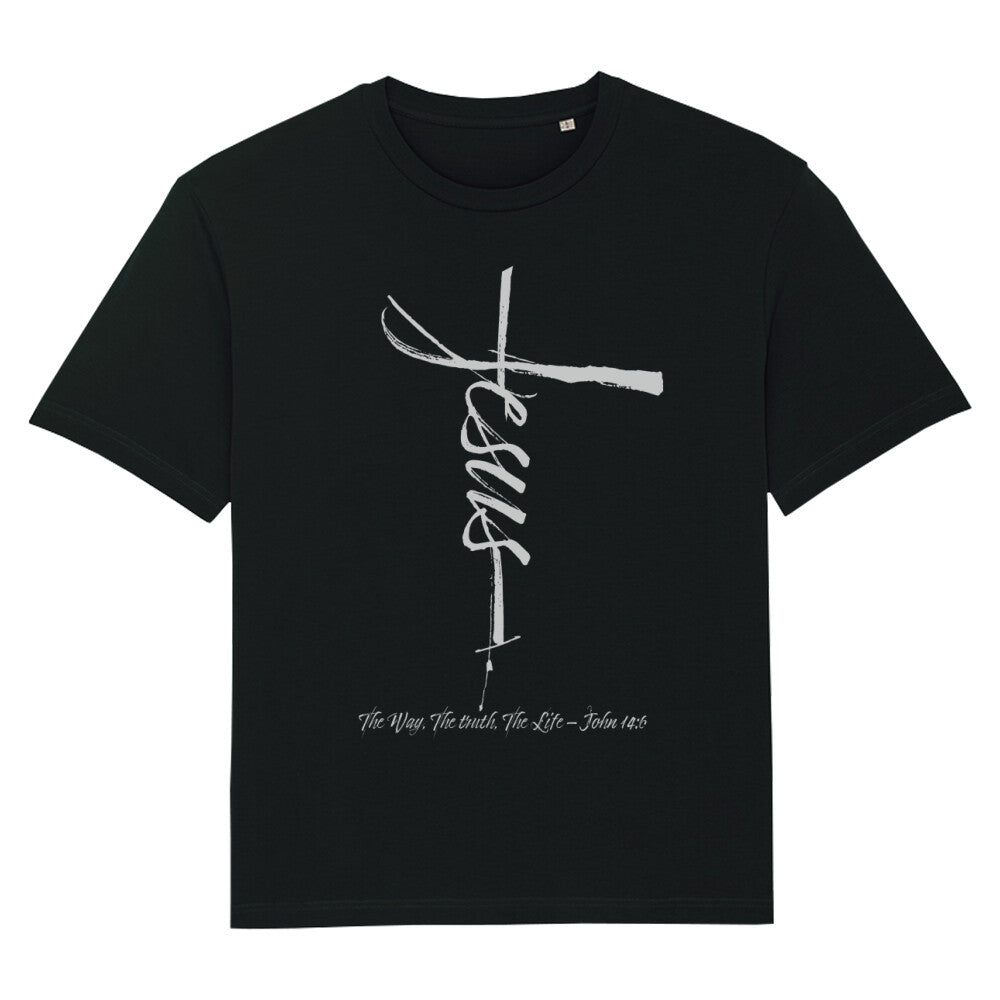 Jesus Cross Oversized Shirt, Unisex Frontprint