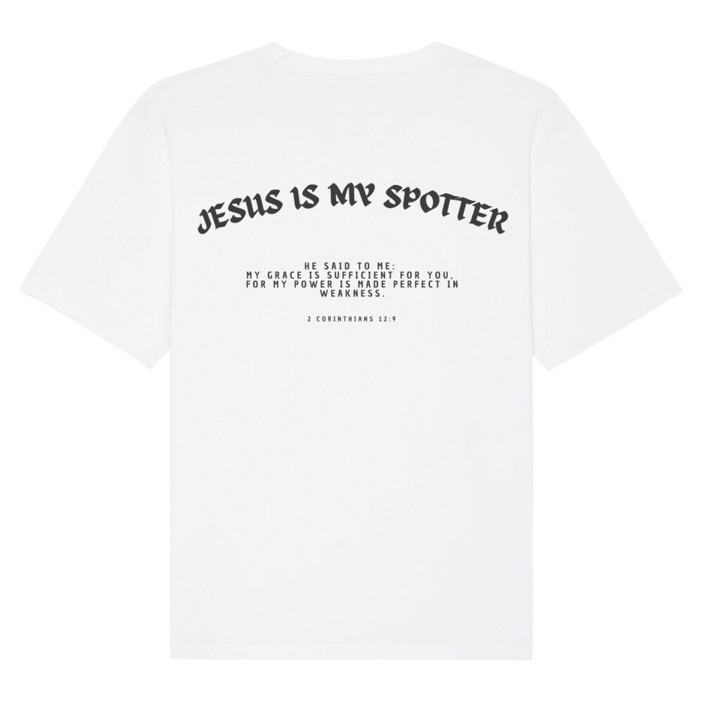 Jesus Is My Spotter Gym Oversized Shirt, Unisex Backprint