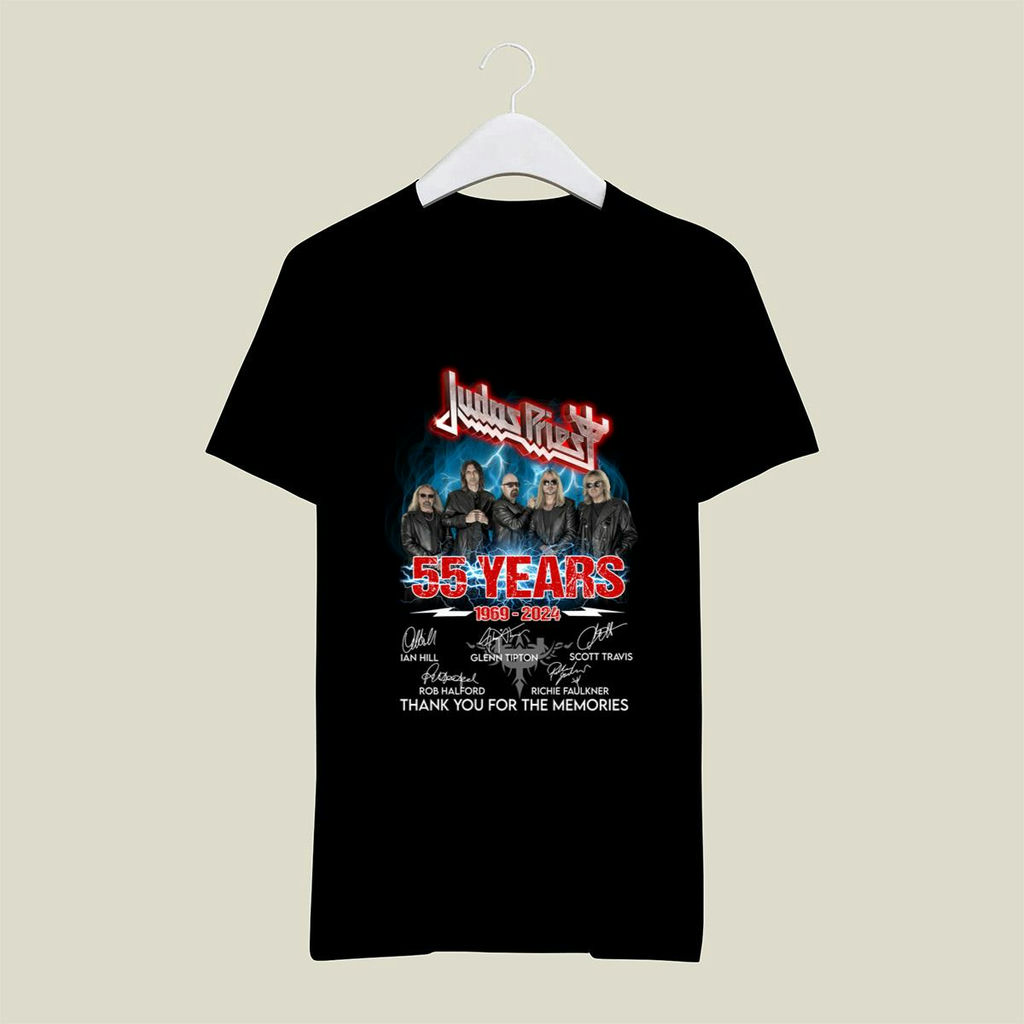 Judas Priest 55 Years 1969 2024 Signatures Thank You For The Memories T-Shirt, Classic Style T-Shirt, Premium Shirt