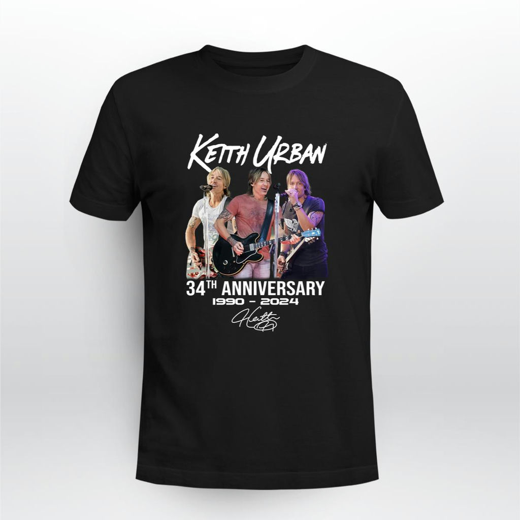 Keith Urban 34Th Anniversary 1990 2024 Signature T-Shirt, Classic Style T-Shirt, Premium Shirt
