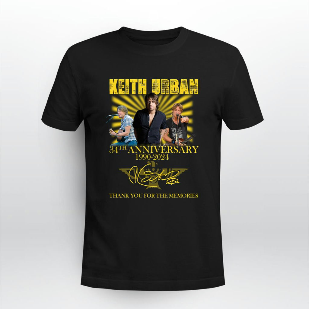 Keith Urban 34Th Anniversary 1990 2024 Signature Thank You For The Memories T-Shirt, Classic Style T-Shirt, Premium Shirt