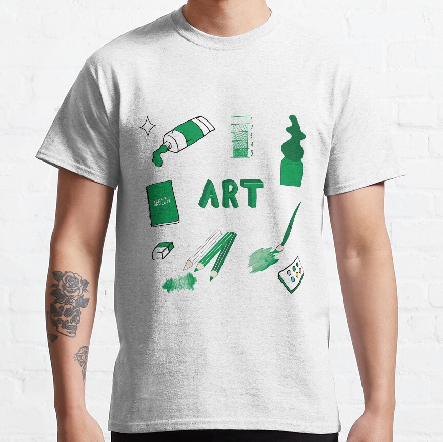 Kelly Green Art School Subject Sticker Pack Classic T-Shirt
