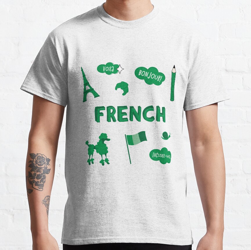 Kelly Green French Language School Subject Sticker Pack Classic T-Shirt