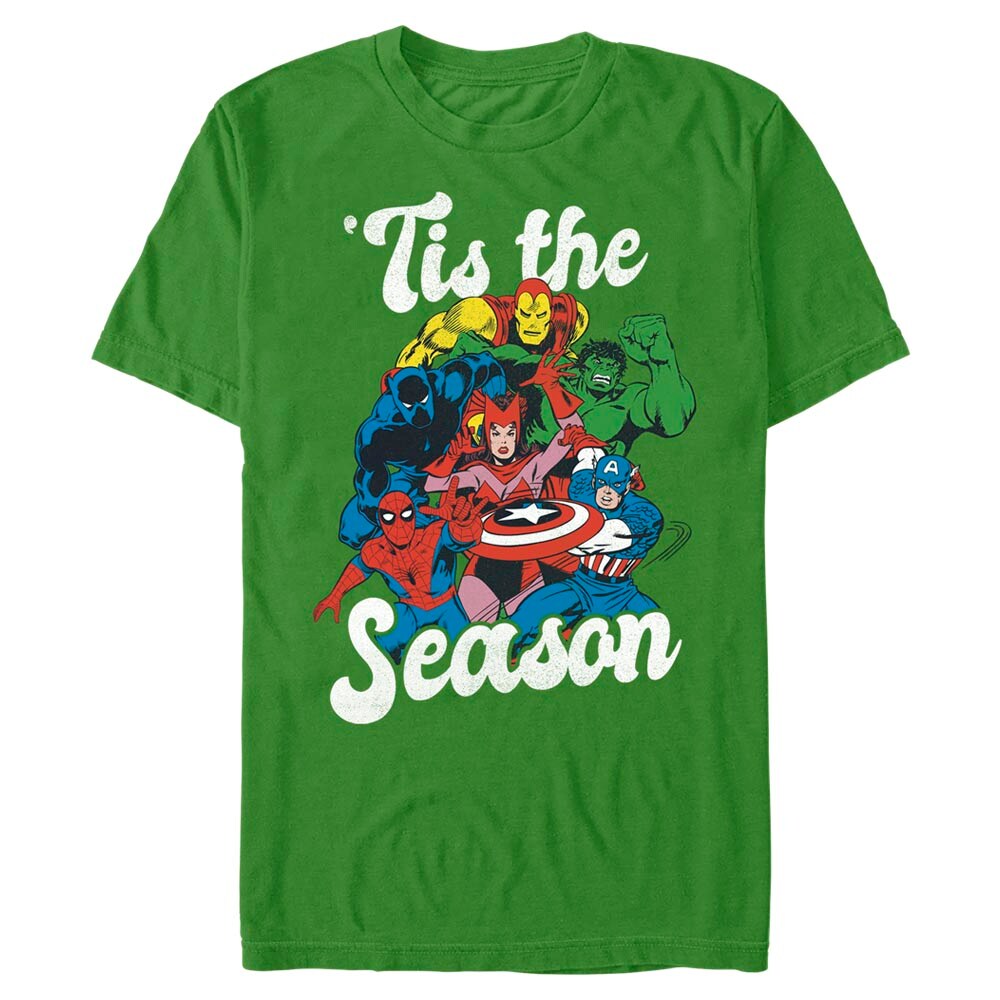Kelly Green Marvel Comics Tis The Season Squad Graphic Shirt, Classic Style T-Shirt, Premium Shirt