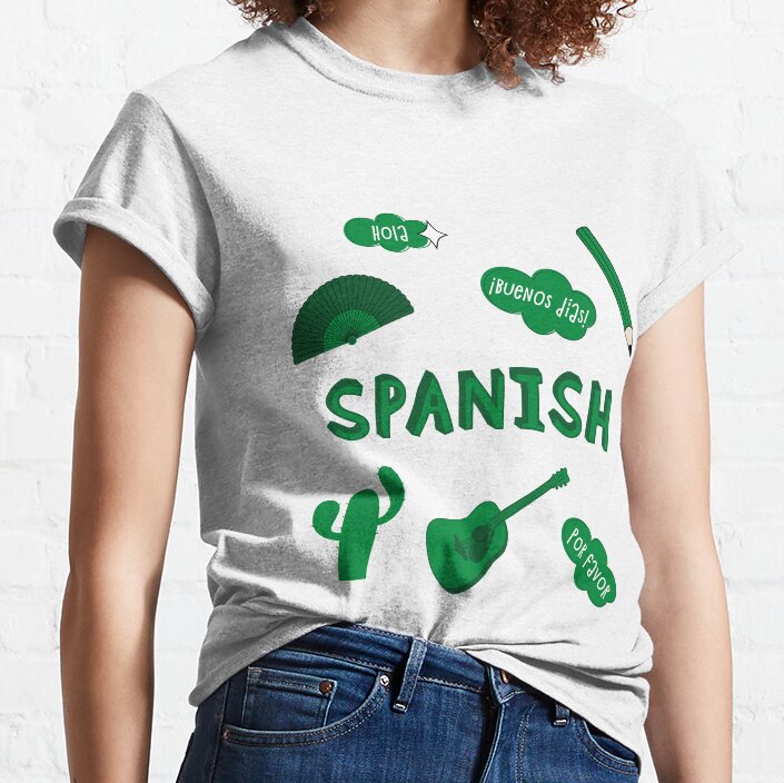 Kelly Green Spanish Language School Subject Sticker Pack Classic T-Shirt