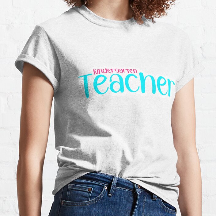 Kindergarten Teacher In Blue And Pink Classic T-Shirt