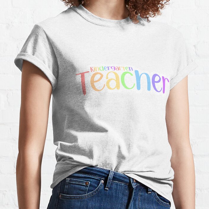 Kindergarten Teacher In Pastel Rainbow Classic T-Shirt