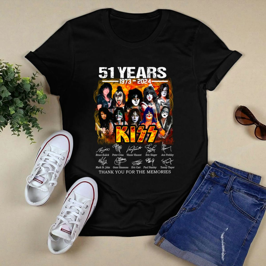 Kiss 51 Years Anniversary 1973 2024 Thank You For The Memories T-Shirt, Classic Style T-Shirt, Premium Shirt