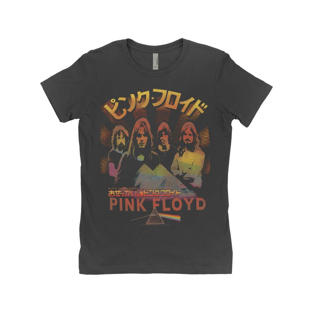 Ladies' Boyfriend Prism & Pyramids Japanese Poster Distressed Shirt, Classic Style T-Shirts, Premium New Shirt