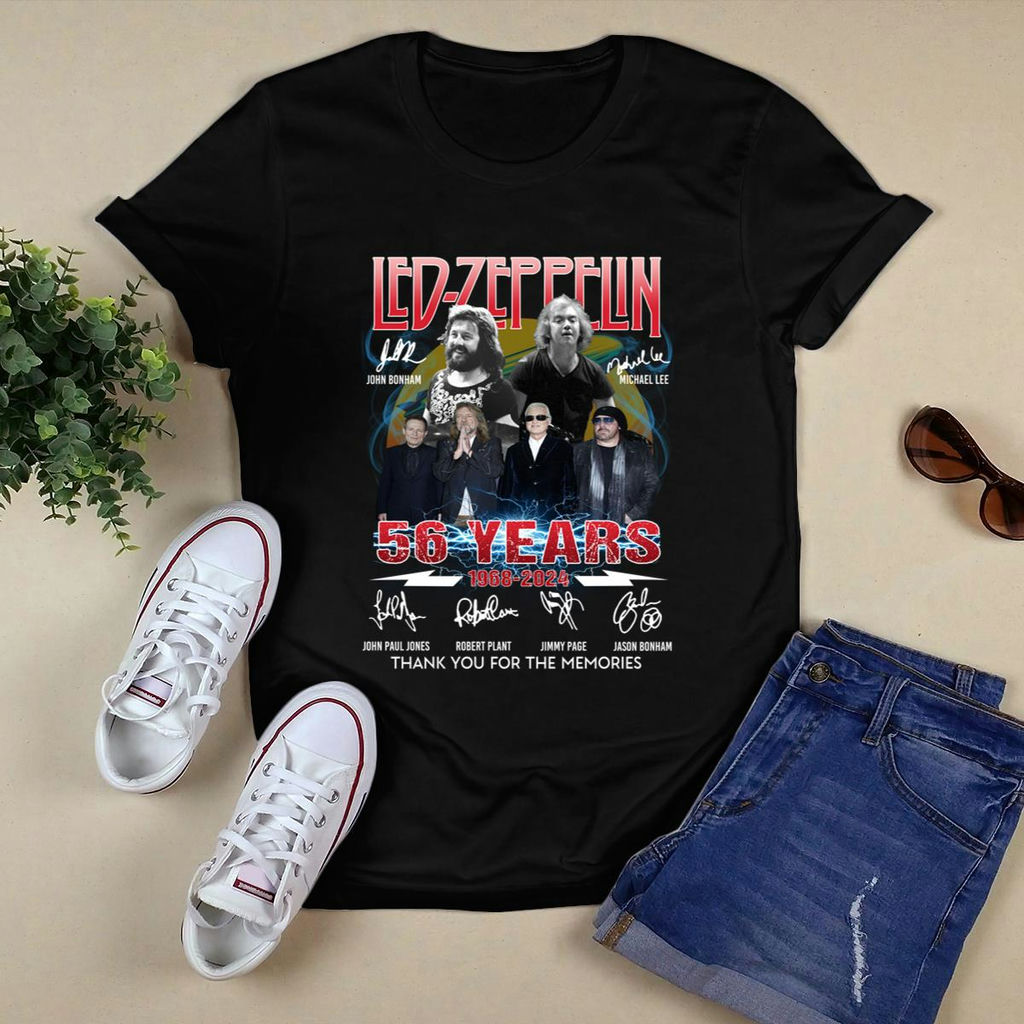 Led Zeppelin 56 Years 1968 2024 Signature Thank You For The Memories T-Shirt, Classic Style T-Shirt, Premium Shirt