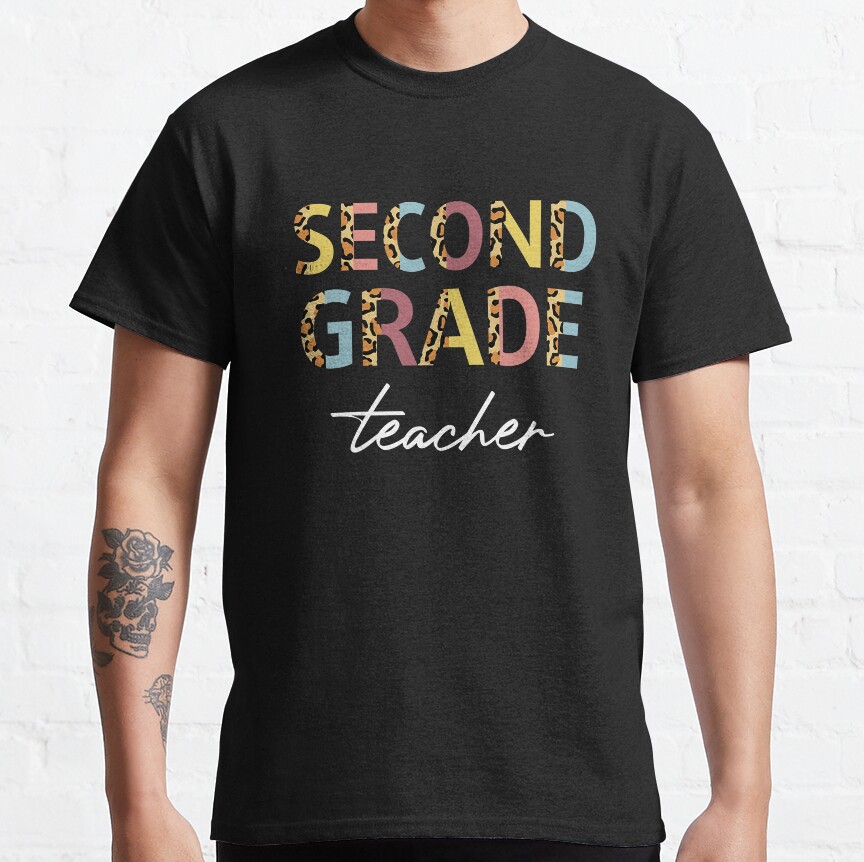 Leopard 2Nd Grade Teacher Second Grade Back To School Classic T-Shirt