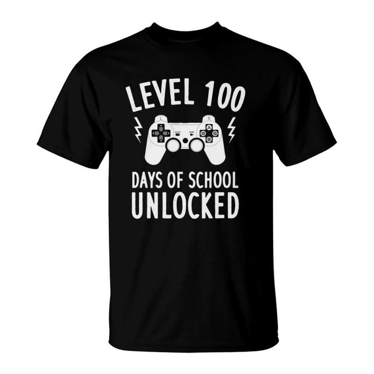 Level 100 Days Of School Unlocked - 100 Days Video Gamer T-Shirt