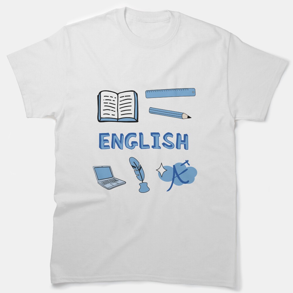 Light Blue English School Subject Sticker Pack Classic T-Shirt