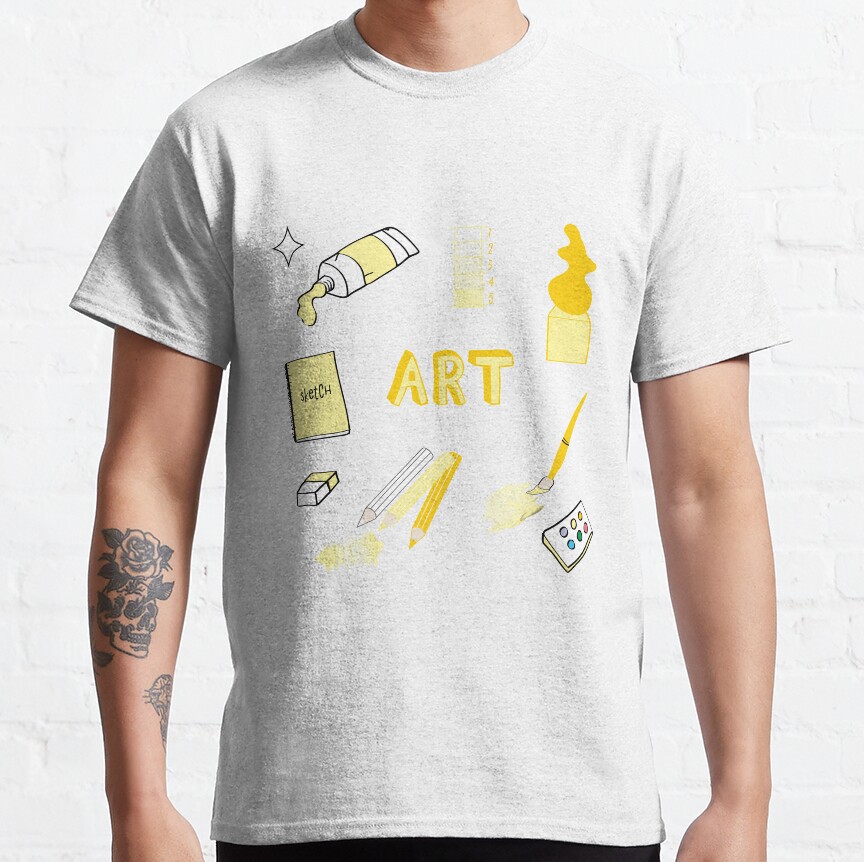Light Yellow Art School Subject Sticker Pack Classic T-Shirt