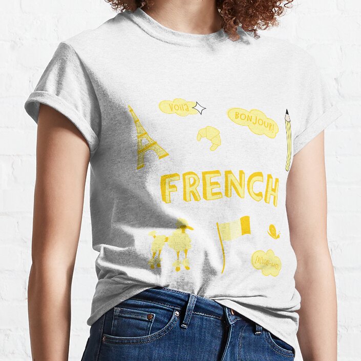 Light Yellow French Language School Subject Sticker Pack Classic T-Shirt