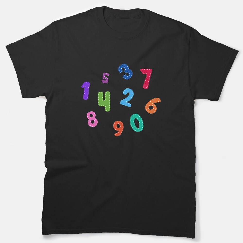 Little Kid School Number Pattern On Black Classic T-Shirt