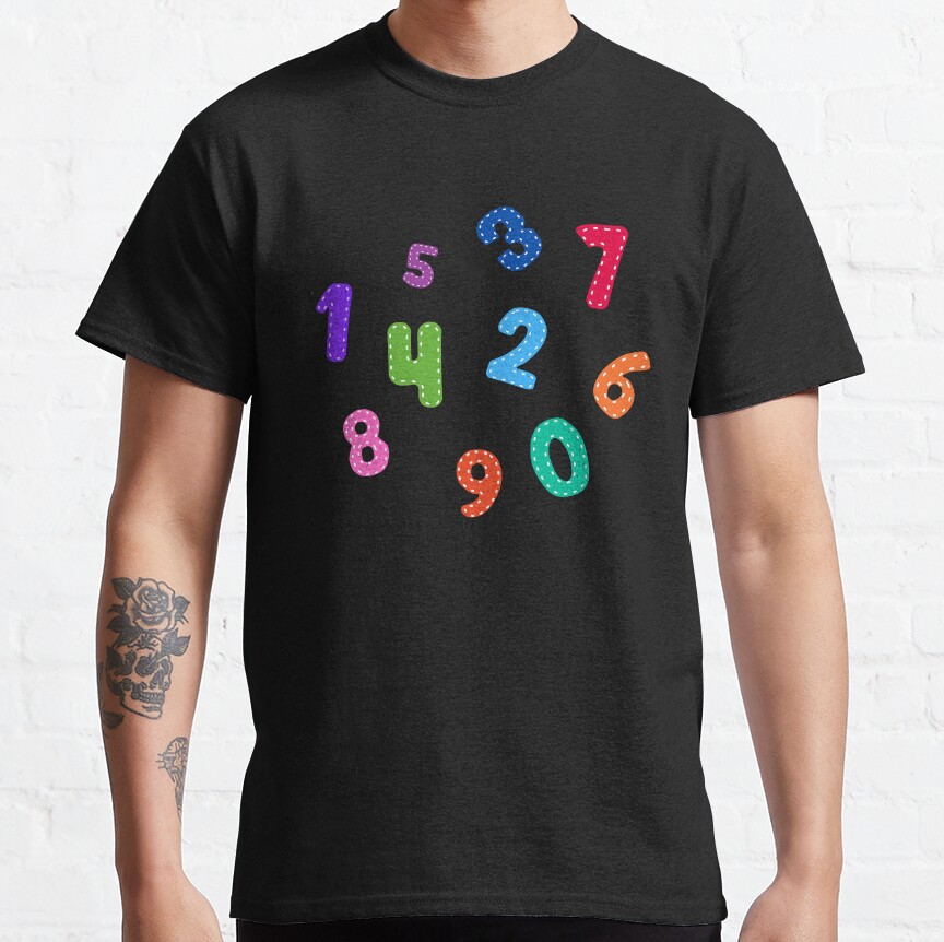Little Kid School Number Pattern On Black Classic T-Shirt