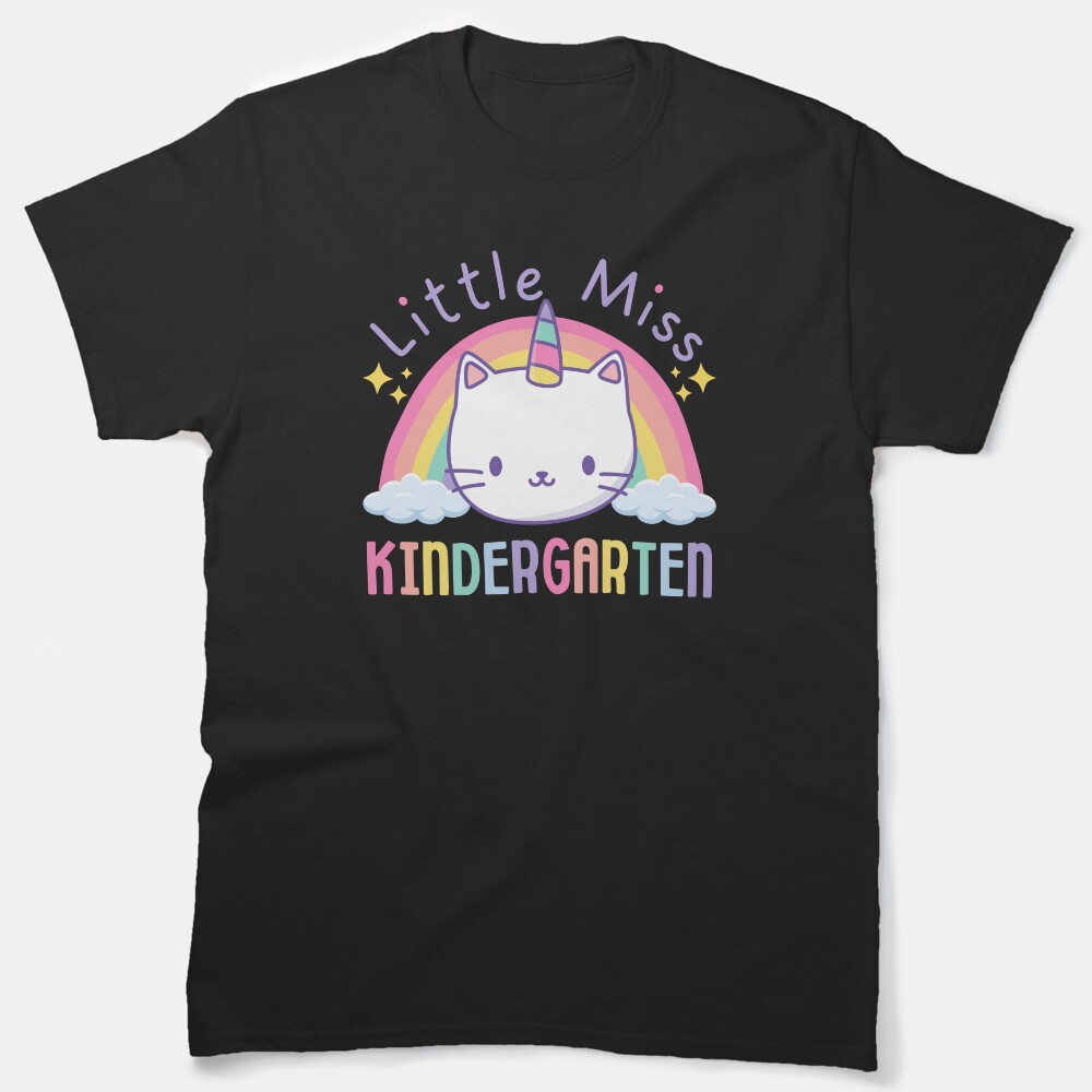 Little Miss Kindergarten Rainbow Caticorn Unicorn Cat Back To School Classic T-Shirt