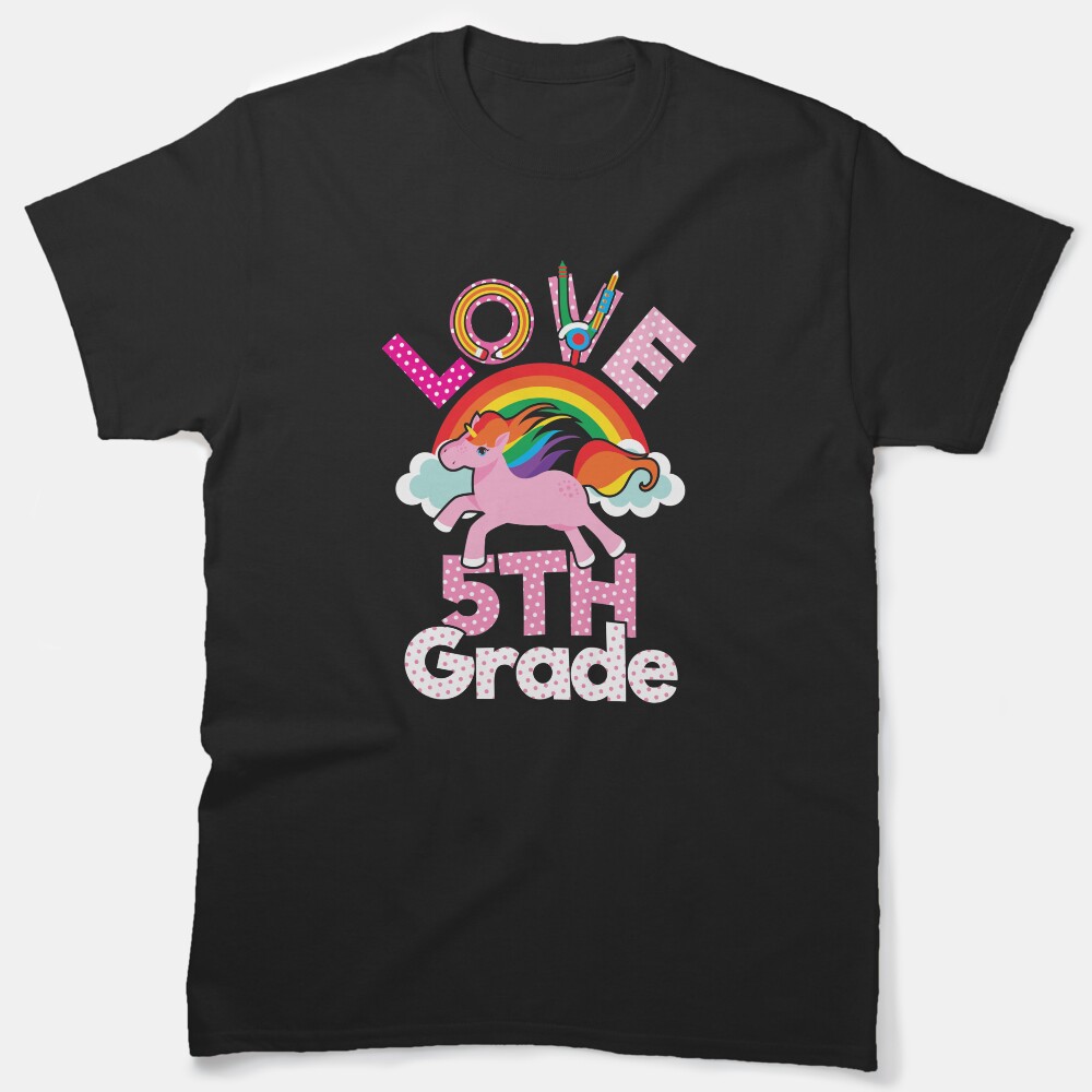 Love 5Th Grade Unicorn Funny Girls Elementary Student Classic T-Shirt