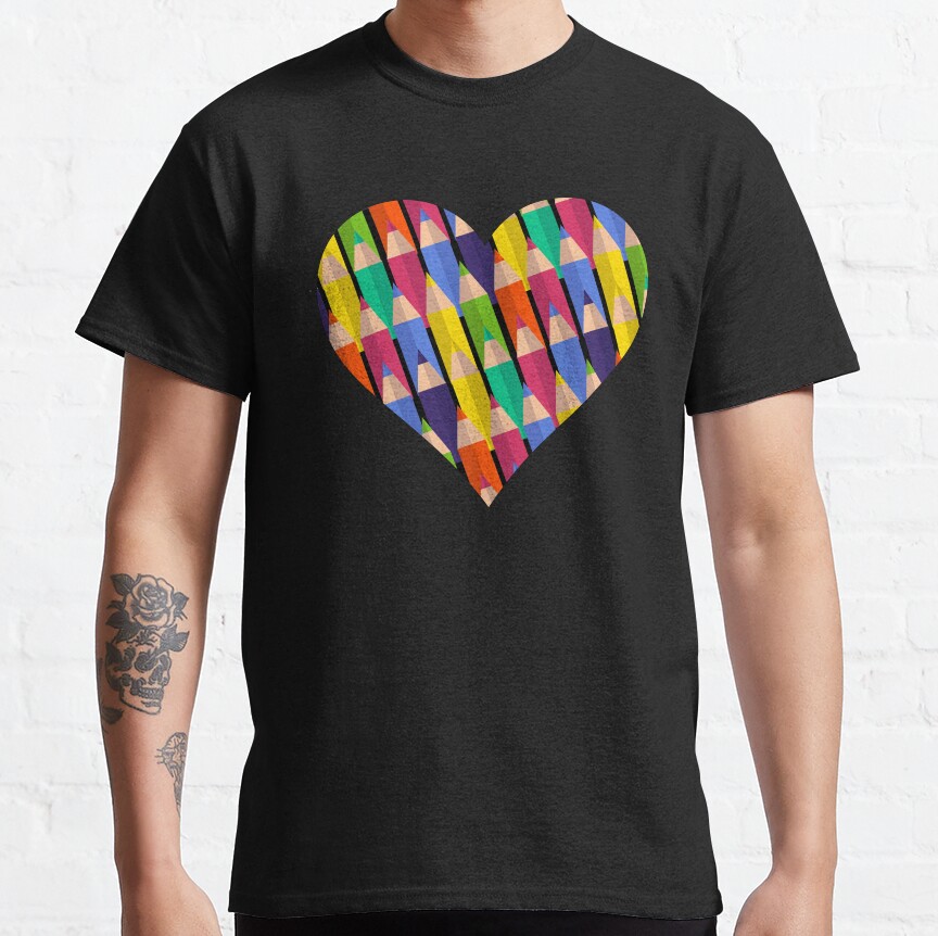 Love Back To School Colored Pencils Heart Classic T-Shirt