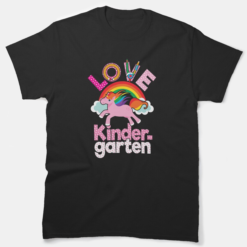 Love Kindergarten Unicorn Funny Girls Elementary Student Classic T-Shirt