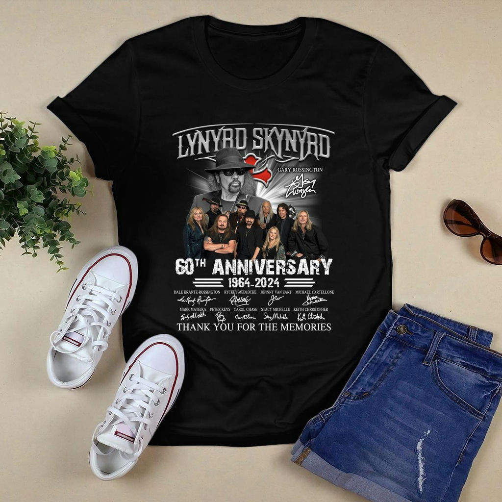 Lynyrd Skynyrd Gary Rossington 60Th Anniversary 1964 2024 Thank You For The Memories T-Shirt, Classic Style T-Shirt, Premium Shirt