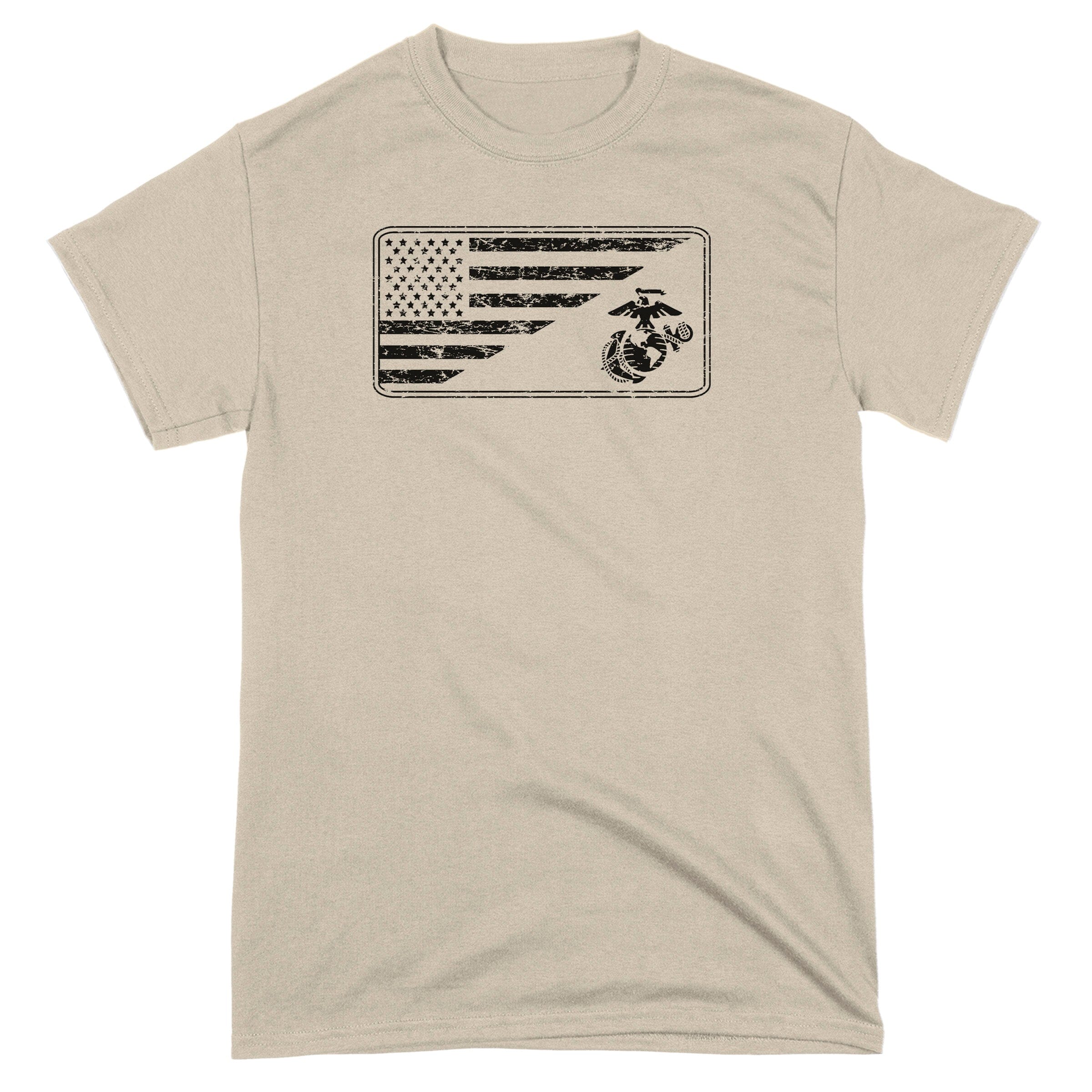 Marines Ega & Split U.S. Flag Sand Tee Premium Shirts, Classic Style T-Shirt