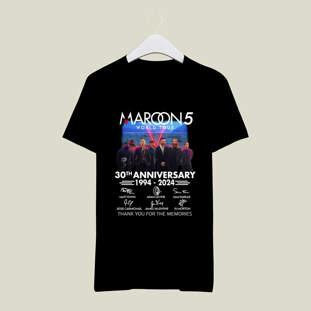 Maroon 5 30Th Anniversary 1994 2024 Thank You For The Memories Signatures T-Shirt, Classic Style T-Shirt, Premium Shirt