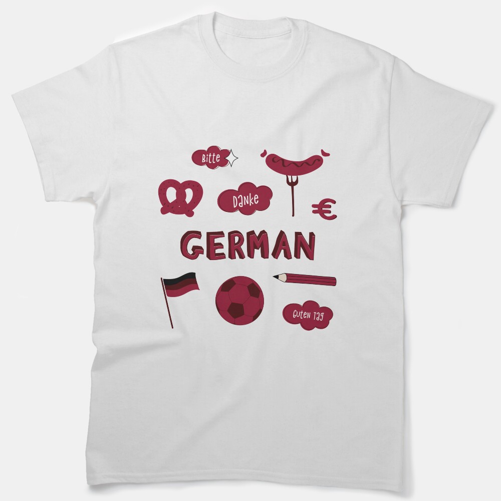 Maroon German Language School Subject Sticker Pack Classic T-Shirt