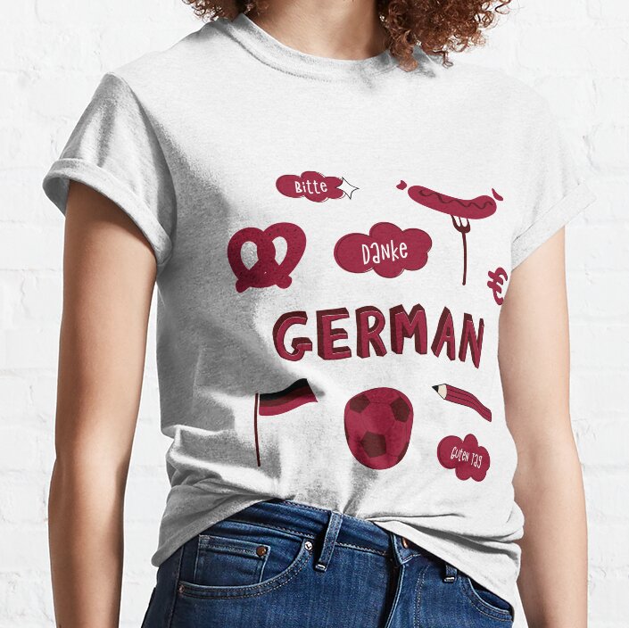 Maroon German Language School Subject Sticker Pack Classic T-Shirt