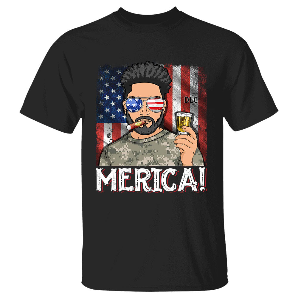 Merica Veteran Us Flag T Shirt Proud Dad Grandpa Veteran Shirt, Personalized Shirt For Veteran