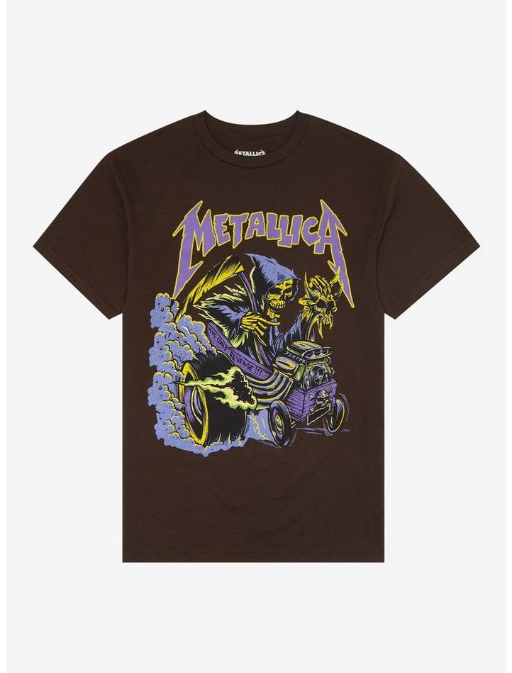 Metallica Here Comes Revenge Grim Reaper Boyfriend Fit Girls Premium Tee, Classic Style T-Shirt