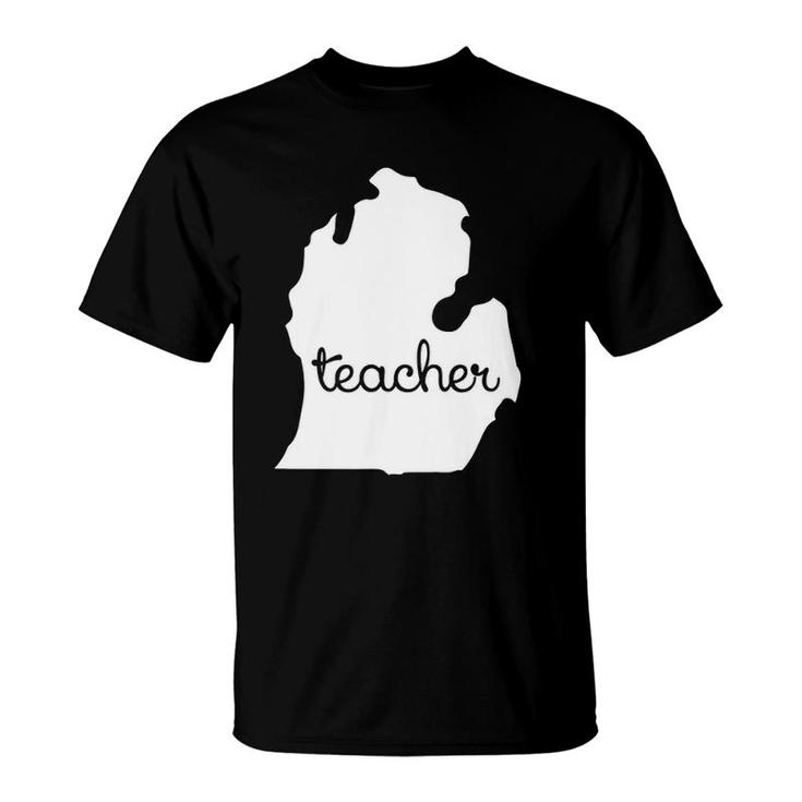 Michigan Teacher Gift Cool Michigan State Map T-Shirt