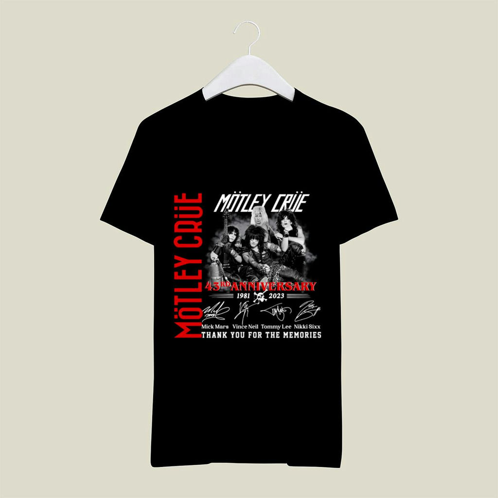 Motley Crue 43Rd Anniversary 1981 2024 Signature T-Shirt, Classic Style T-Shirt, Premium Shirt