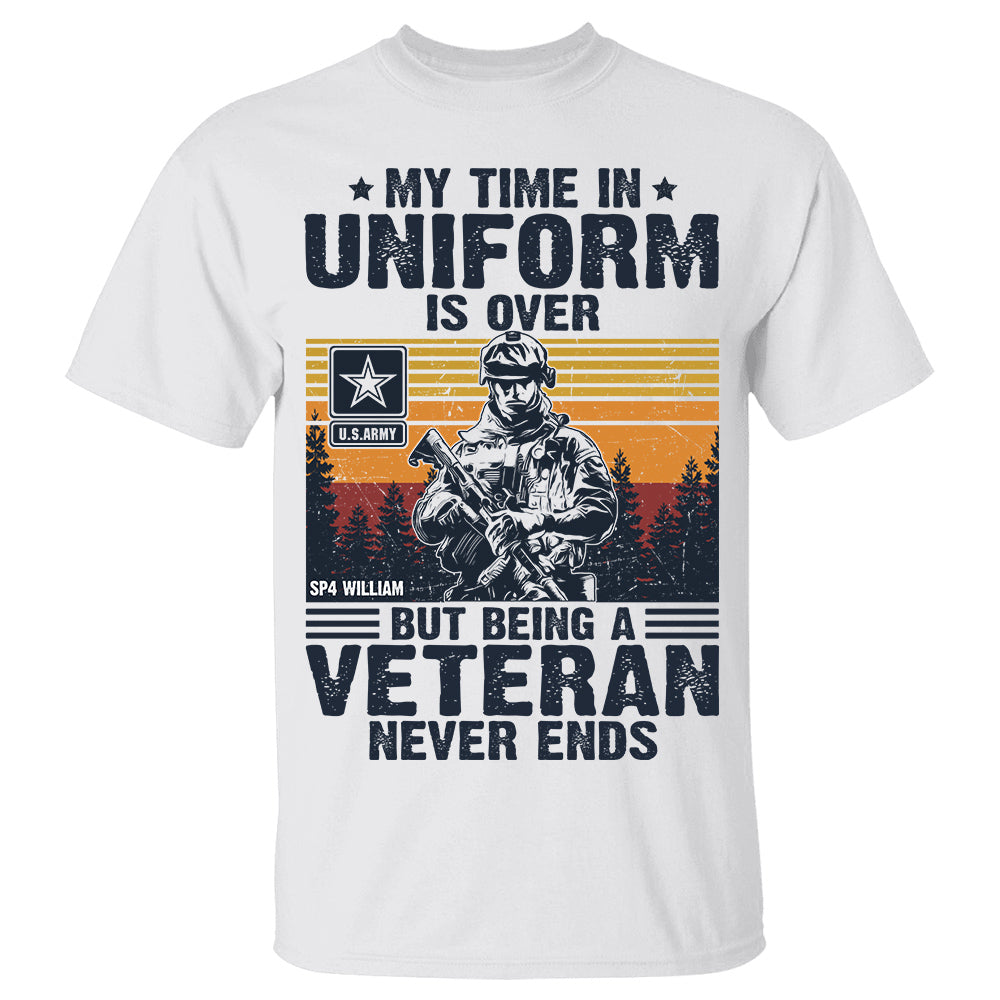 My Time In Uniform Is Over But Being A Veteran Never Ends S Shirt, Personalized Shirt For Veteran