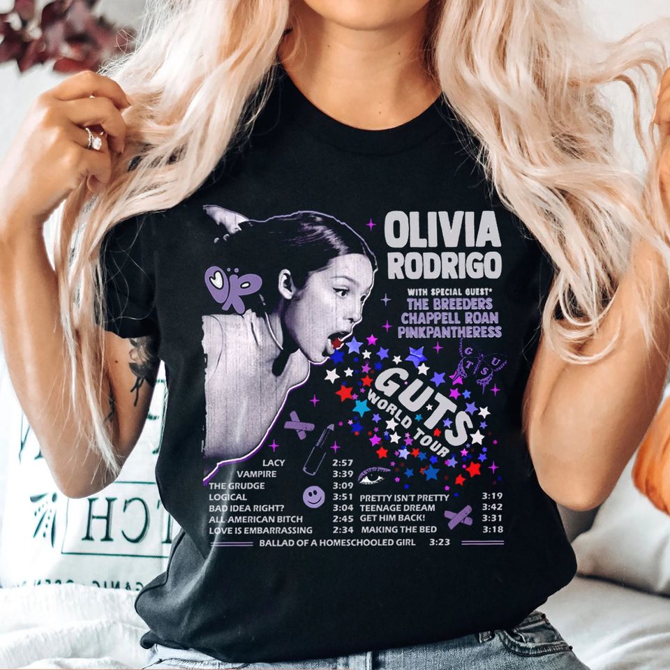 Olivia Rodrigo Guts Full Date Tour 2024 Shirt, Olivia Rodrigo Shirt, Ablum Music Shirt, Fan Shirt, Trend Shirt